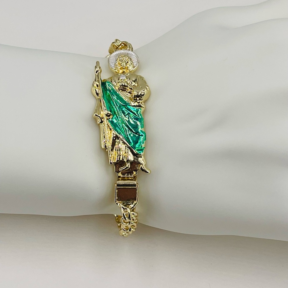 St. Jude Bracelet, 9 Inch Chinese Woven Men's Bracelet, 18k Italian Gold Plated